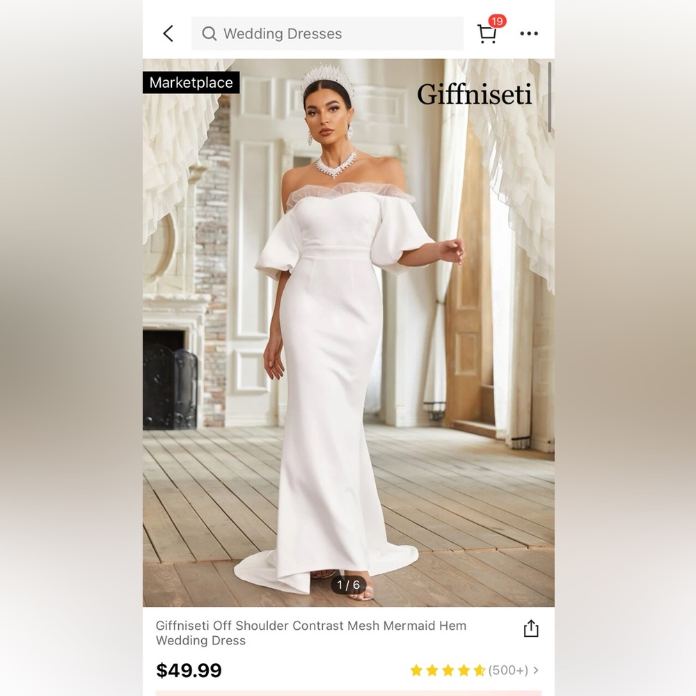 Off shoulder contrast mesh mermaid dress